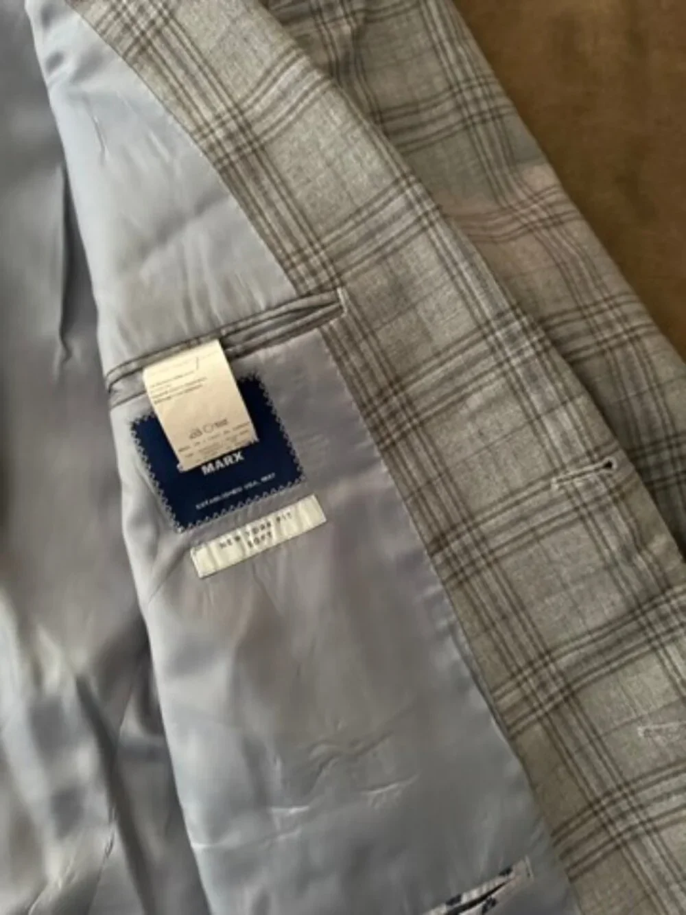 Hart Schaffner Marx New York Fit Soft 48R Gray Windowpane 100% Wool Blazer